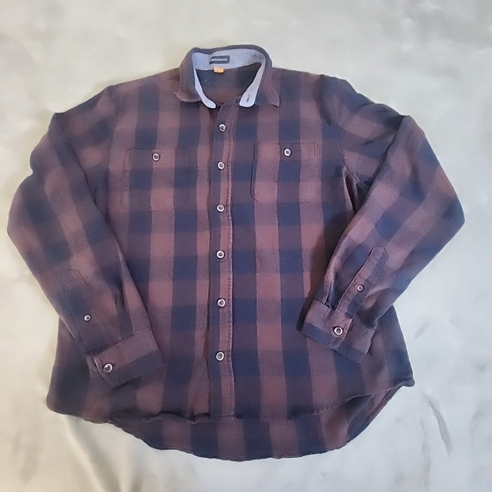 Tailor Vintage Luxe Performance Shirt Mens Large Blue Buffalo Plaid Flannel